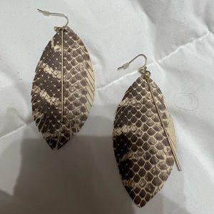 Leather snakeskin earrings